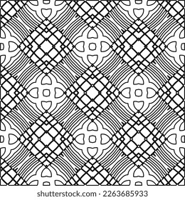  Textura ornamental monocroma con formas lineales lisas, líneas de zigzag, patrón de encaje.Resumen de patrón geométrico en blanco y negro para página web, texturas, tarjeta, afiche, tela, textil.