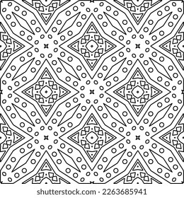  Monochrome ornamental texture with smooth linear shapes, zigzag lines, lace pattern.Abstract geometric black and white pattern for web page, textures, card, poster, fabric, textile.