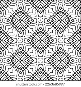  Monochrome ornamental texture with smooth linear shapes, zigzag lines, lace pattern.Abstract geometric black and white pattern for web page, textures, card, poster, fabric, textile.