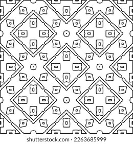  Monochrome ornamental texture with smooth linear shapes, zigzag lines, lace pattern.Abstract geometric black and white pattern for web page, textures, card, poster, fabric, textile.