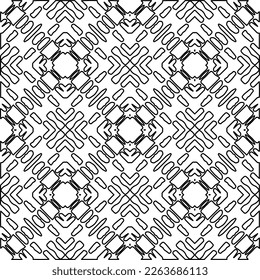 Monochrome ornamental texture with smooth linear shapes, zigzag lines, lace pattern.Abstract geometric black and white pattern for web page, textures, card, poster, fabric, textile.