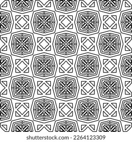  Monochrome ornamental texture with smooth linear shapes, zigzag lines, lace pattern.Abstract geometric black and white pattern for web page, textures, card, poster, fabric, textile.