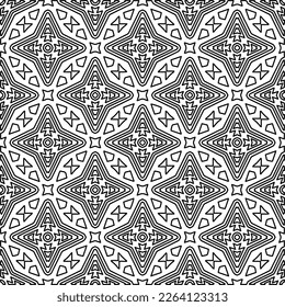  Textura ornamental monocroma con formas lineales lisas, líneas de zigzag, patrón de encaje.Resumen de patrón geométrico en blanco y negro para página web, texturas, tarjeta, afiche, tela, textil.