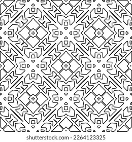  Monochrome ornamental texture with smooth linear shapes, zigzag lines, lace pattern.Abstract geometric black and white pattern for web page, textures, card, poster, fabric, textile.