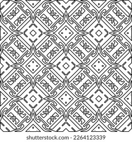  Monochrome ornamental texture with smooth linear shapes, zigzag lines, lace pattern.Abstract geometric black and white pattern for web page, textures, card, poster, fabric, textile.