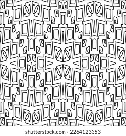  Monochrome ornamental texture with smooth linear shapes, zigzag lines, lace pattern.Abstract geometric black and white mandala for web page, textures, card, poster, fabric, textile.