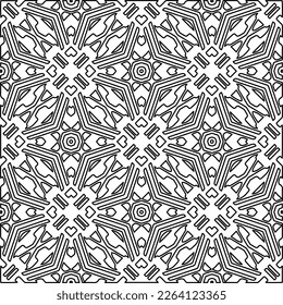  Textura ornamental monocroma con formas lineales lisas, líneas de zigzag, patrón de encaje.Resumen de patrón geométrico en blanco y negro para página web, texturas, tarjeta, afiche, tela, textil.