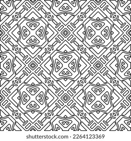  Monochrome ornamental texture with smooth linear shapes, zigzag lines, lace pattern.Abstract geometric black and white pattern for web page, textures, card, poster, fabric, textile.