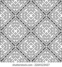  Monochrome ornamental texture with smooth linear shapes, zigzag lines, lace pattern.Abstract geometric black and white pattern for web page, textures, card, poster, fabric, textile.