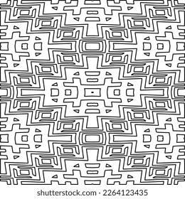  Monochrome ornamental texture with smooth linear shapes, zigzag lines, lace pattern.Abstract geometric black and white mandala for web page, textures, card, poster, fabric, textile.