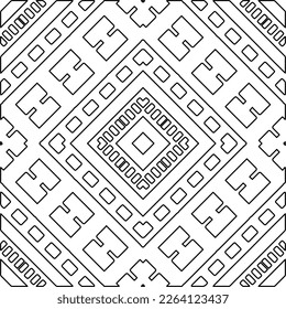  Monochrome ornamental texture with smooth linear shapes, zigzag lines, lace pattern.Abstract geometric black and white mandala for web page, textures, card, poster, fabric, textile.