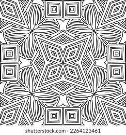  Textura ornamental monocroma con formas lineales lisas, líneas de zigzag, patrón de encaje.Resumen de patrón geométrico en blanco y negro para página web, texturas, tarjeta, afiche, tela, textil.