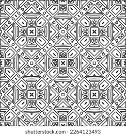  Monochrome ornamental texture with smooth linear shapes, zigzag lines, lace pattern.Abstract geometric black and white pattern for web page, textures, card, poster, fabric, textile.
