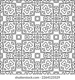  Monochrome ornamental texture with smooth linear shapes, zigzag lines, lace pattern.Abstract geometric black and white pattern for web page, textures, card, poster, fabric, textile.