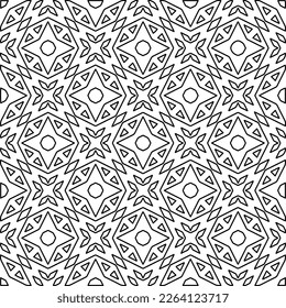 Monochrome ornamental texture with smooth linear shapes, zigzag lines, lace pattern.Abstract geometric black and white pattern for web page, textures, card, poster, fabric, textile.