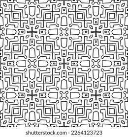  Monochrome ornamental texture with smooth linear shapes, zigzag lines, lace pattern.Abstract geometric black and white pattern for web page, textures, card, poster, fabric, textile.