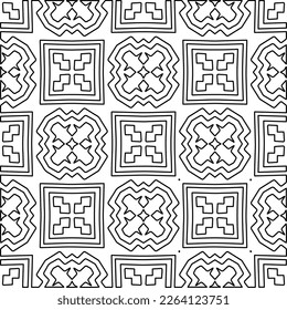  Monochrome ornamental texture with smooth linear shapes, zigzag lines, lace pattern.Abstract geometric black and white pattern for web page, textures, card, poster, fabric, textile.