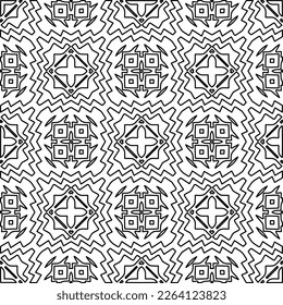  Textura ornamental monocroma con formas lineales lisas, líneas de zigzag, patrón de encaje.Resumen de patrón geométrico en blanco y negro para página web, texturas, tarjeta, afiche, tela, textil.