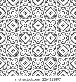  Monochrome ornamental texture with smooth linear shapes, zigzag lines, lace pattern.Abstract geometric black and white pattern for web page, textures, card, poster, fabric, textile.