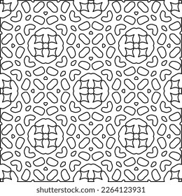 Textura ornamental monocroma con formas lineales lisas, líneas de zigzag, patrón de encaje.Resumen de patrón geométrico en blanco y negro para página web, texturas, tarjeta, afiche, tela, textil.