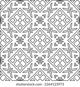  Monochrome ornamental texture with smooth linear shapes, zigzag lines, lace pattern.Abstract geometric black and white pattern for web page, textures, card, poster, fabric, textile.