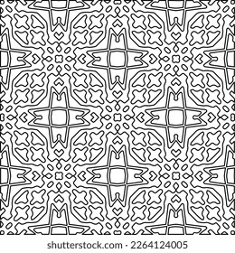  Textura ornamental monocroma con formas lineales lisas, líneas de zigzag, patrón de encaje.Resumen de patrón geométrico en blanco y negro para página web, texturas, tarjeta, afiche, tela, textil.