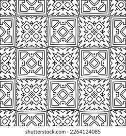  Textura ornamental monocroma con formas lineales lisas, líneas de zigzag, patrón de encaje.Resumen de patrón geométrico en blanco y negro para página web, texturas, tarjeta, afiche, tela, textil.