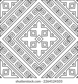  Textura ornamental monocroma con formas lineales lisas, líneas de zigzag, patrón de encaje.Mandala geométrica en blanco y negro para página web, texturas, tarjeta, afiche, tela, textil.
