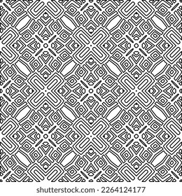  Monochrome ornamental texture with smooth linear shapes, zigzag lines, lace pattern.Abstract geometric black and white pattern for web page, textures, card, poster, fabric, textile.