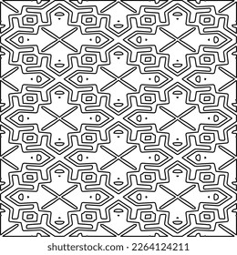  Monochrome ornamental texture with smooth linear shapes, zigzag lines, lace pattern.Abstract geometric black and white pattern for web page, textures, card, poster, fabric, textile.