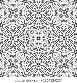  Monochrome ornamental texture with smooth linear shapes, zigzag lines, lace pattern.Abstract geometric black and white pattern for web page, textures, card, poster, fabric, textile.