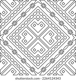  Monochrome ornamental texture with smooth linear shapes, zigzag lines, lace pattern.Abstract geometric black and white mandala for web page, textures, card, poster, fabric, textile.