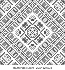  Monochrome ornamental texture with smooth linear shapes, zigzag lines, lace pattern.Abstract geometric black and white mandala for web page, textures, card, poster, fabric, textile.