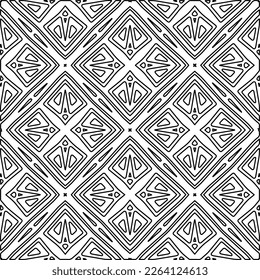  Monochrome Ziertextur mit glatten linearen Formen, Zickzacklinien, Spitzen-Muster.Abstraktes geometrisches Schwarz-Weiß Muster für Webseiten, Texturen, Karten, Poster, Gewebe, Textilien.