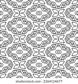 Monochrome ornamental texture with smooth linear shapes, zigzag lines, lace pattern.Abstract geometric black and white pattern for web page, textures, card, poster, fabric, textile.