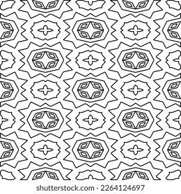  Monochrome ornamental texture with smooth linear shapes, zigzag lines, lace pattern.Abstract geometric black and white pattern for web page, textures, card, poster, fabric, textile.