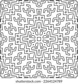  Monochrome ornamental texture with smooth linear shapes, zigzag lines, lace pattern.Abstract geometric black and white mandala for web page, textures, card, poster, fabric, textile.