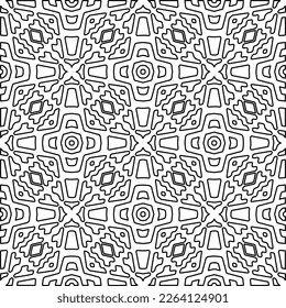  Textura ornamental monocroma con formas lineales lisas, líneas de zigzag, patrón de encaje.Resumen de patrón geométrico en blanco y negro para página web, texturas, tarjeta, afiche, tela, textil.