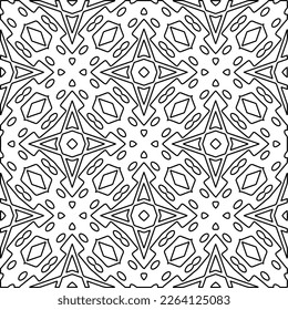  Monochrome ornamental texture with smooth linear shapes, zigzag lines, lace pattern.Abstract geometric black and white pattern for web page, textures, card, poster, fabric, textile.
