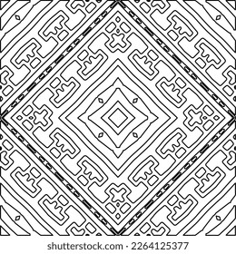  Textura ornamental monocroma con formas lineales lisas, líneas de zigzag, patrón de encaje.Mandala geométrica en blanco y negro para página web, texturas, tarjeta, afiche, tela, textil.