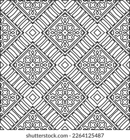  Monochrome ornamental texture with smooth linear shapes, zigzag lines, lace pattern.Abstract geometric black and white pattern for web page, textures, card, poster, fabric, textile.