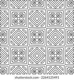  Textura ornamental monocroma con formas lineales lisas, líneas de zigzag, patrón de encaje.Resumen de patrón geométrico en blanco y negro para página web, texturas, tarjeta, afiche, tela, textil.