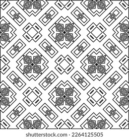 Monochrome ornamental texture with smooth linear shapes, zigzag lines, lace pattern.Abstract geometric black and white pattern for web page, textures, card, poster, fabric, textile.