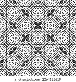 Monochrome ornamental texture with smooth linear shapes, zigzag lines, lace pattern.Abstract geometric black and white pattern for web page, textures, card, poster, fabric, textile.