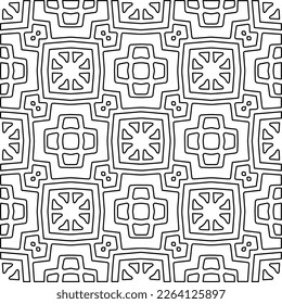  Monochrome ornamental texture with smooth linear shapes, zigzag lines, lace pattern.Abstract geometric black and white pattern for web page, textures, card, poster, fabric, textile.