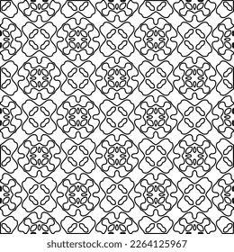 Monochrome ornamental texture with smooth linear shapes, zigzag lines, lace pattern.Abstract geometric black and white pattern for web page, textures, card, poster, fabric, textile.