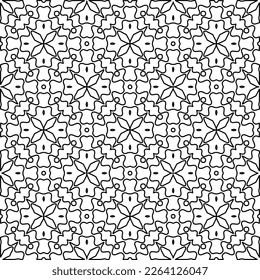 Monochrome ornamental texture with smooth linear shapes, zigzag lines, lace pattern.Abstract geometric black and white pattern for web page, textures, card, poster, fabric, textile.