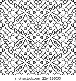 Textura ornamental monocroma con formas lineales lisas, líneas de zigzag, patrón de encaje.Resumen de patrón geométrico en blanco y negro para página web, texturas, tarjeta, afiche, tela, textil.