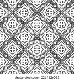 Monochrome ornamental texture with smooth linear shapes, zigzag lines, lace pattern.Abstract geometric black and white pattern for web page, textures, card, poster, fabric, textile.