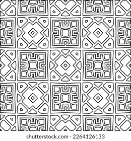  Monochrome ornamental texture with smooth linear shapes, zigzag lines, lace pattern.Abstract geometric black and white pattern for web page, textures, card, poster, fabric, textile.